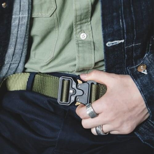 Military Tactical Belt Men Nylon Knock Off Metal Buckle Army Belt Strap Police Heavy Duty Combat Waist Belts Hunting Equipment