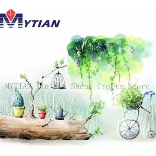 Backyard,Garden,Bicycle,Birdcage Diamond Painting Art Kit Full Square Round Drill Dimand Embroidery Cross Stitch Home Decoration