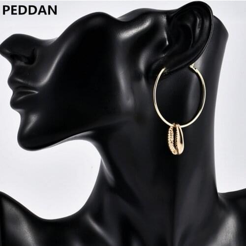 2019 new sea shell earrings womens gold round geometric drops pearl shell earrings summer beach ladies fashion jewelry