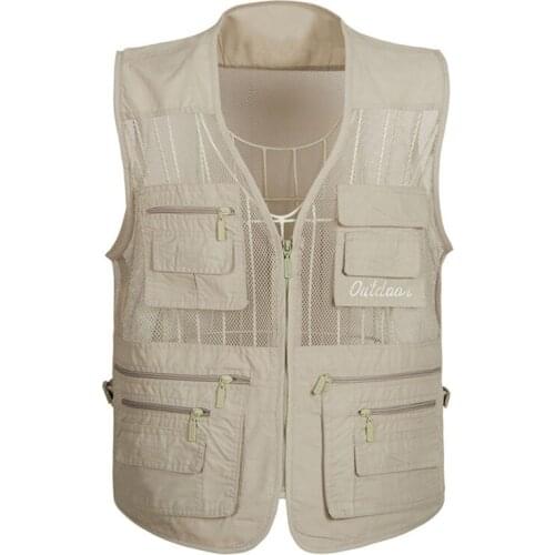 Men Waistcoats Breathable Photography Travel Vest with Multi Pockets Quick-Drying Mesh Tactical Vest Ultralight Fishing Camping