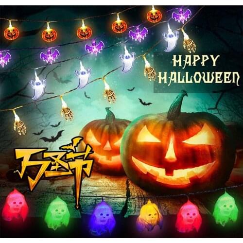 1.5m 10Led Halloween Pumpkin Ghost Skeletons Bat Spider Led Light String Festival Bar Home Party Decor Halloween Ornament
