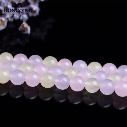 RONGQING 1 String 3 Colors Chalcedony Stone Beads Making Bracelets 6/8/10/12mm