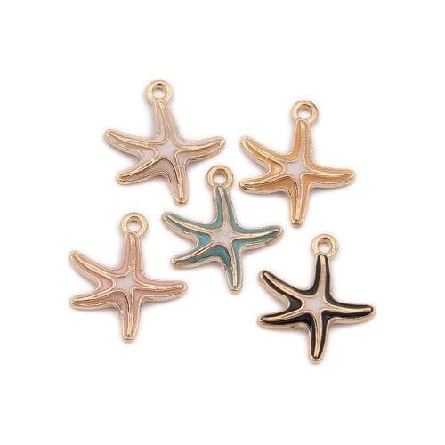 10pcs 20*16MM Gold metal fashion Enamel nautical item starfish charms Earrings diy jewelry making material ornament pendant