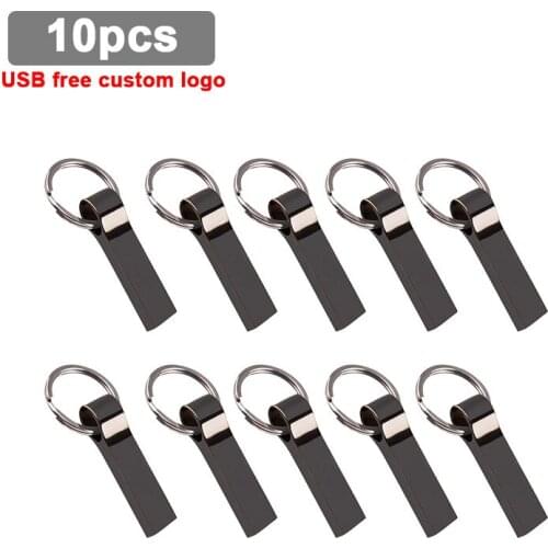 10pcs/lot Custom Logo Free Metal Business USB Flash Drive 4GB 8GB 16GB 32GB Usb Pen Drive USB 2.0 Usb Memory U Stick Flash Drive