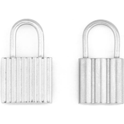 10pcs/Lot Stainless Steel Wave Square Lock Pendants Charms DIY Necklace Bracelet Accessories Jewelry Making For Women Wholesale