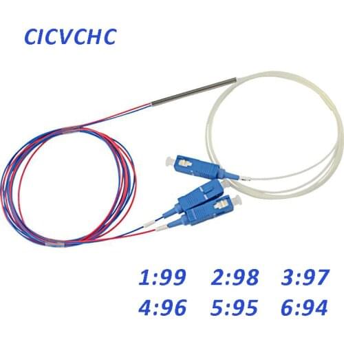 2pcs Mini FBT 1x2 Coupler - 1:99, 2:98, 3:97, 4:96, 5:95 or 6:94 Ratio -1310/1550nm - SC/UPC - 0.5m/Optical Fiber Coupler