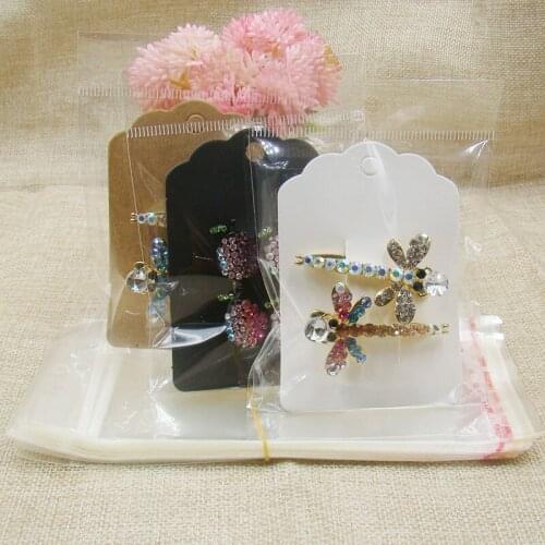 2018 hot sale zerongE jewelry white/kraft/black hair clip hair claws display card 100pcs +100pcs opp bag for packing production