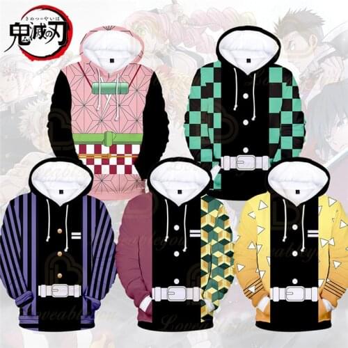 2020 New Kids Boys Demon Slayer Hoodies 3d Print Cosplay Japanese Ghost Blade Children Autumn Long Sleeve Demon Slayer Clothes