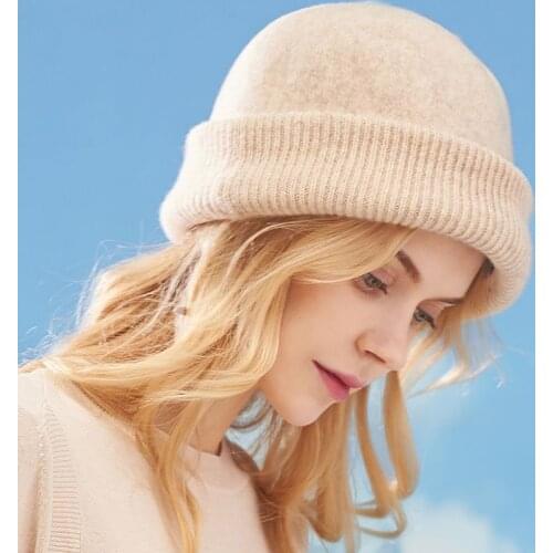2021 Winter Hats For Women Beanie Hat Knitted Rabbit Fur Skullies Hat Warm Female Cap Fashion Autumn Bonnet Casual Hedging Caps