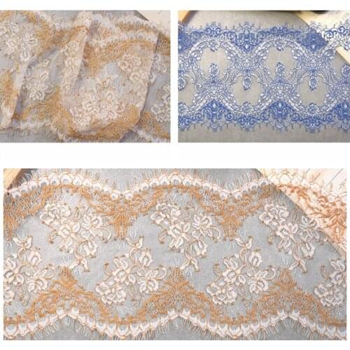 3Meters/lot 22cm and 25cm width Eyelashes lace trim flower bilateral wavelace fabric handmade diy clothes accessories