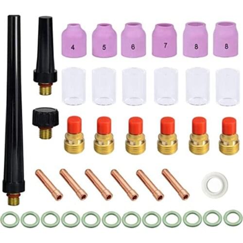 40Pcs/Lot Practical Tig Welding kit Torch Collet Gas Lens Pyrex Glass Cup Kit for WP-9/20/25 Welding Accessories
