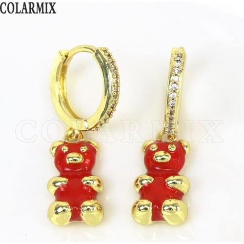 6 Pairs Enamel Bear earrings Cute Lovly drop earrings fashion jewelry earrings women earrings Gift Fashion jewelry 7527