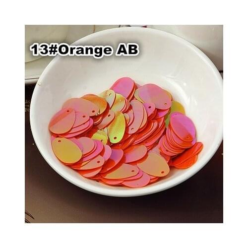 400pcs/lot 12*20mm Large Oval Egg Shape Sequins PVC Sequin Flat With Side Hole Belly Dance Garment DIY Accessories Orange AB