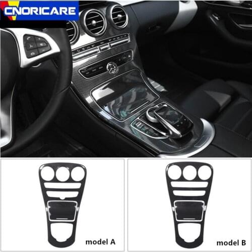 Car ABS Center Console Panel Decoration Cover Trim For Mercedes Benz C Class W205 GLC X253 Carbon Fiber Color Sticker