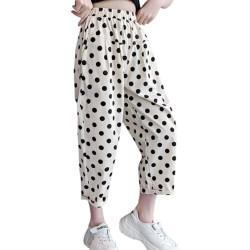 Big Girls Pants Dot Pants Girl Summer Pants Kids Casual Style Teenage Clothes Girl 6 8 10 12 14