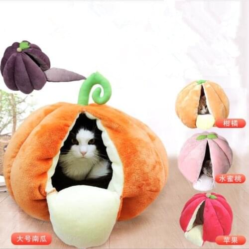 Pet Cat House Cute Fruit Nest Pumpkin Nest Cat litter kennel winter warm semi-closed cat house yurt cat litter