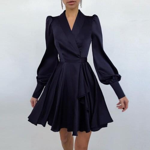 Elegant Office Lady Work Party Dresses for Women 2021 Summer Casual Long Sleeve Lace Up Black Sexy Mini Dress Woman Vestidos