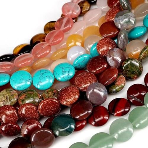 ICNWAY 30pcs Gemstone agate quartz jade 6*13mm coin Beads Making Jewelry DIY Necklace Pendant Bracelet earring