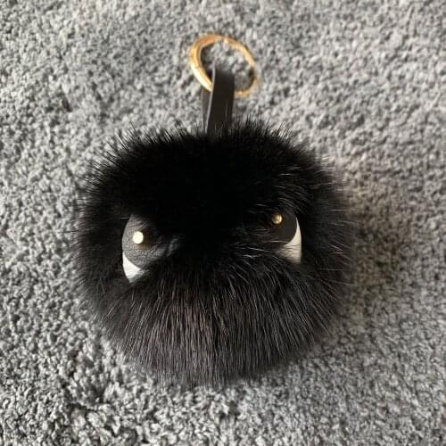 Classic monster Keychain Natural Mink Fur For Mens Car Pendant Ornaments Women Charm Bag Holder Punk Style Gift Accessories