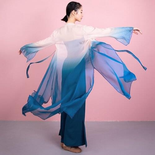 Classical Dance Coat For Women Fairy Clothes Gradient Hanfu Folk Dancewear Chinese Dance Costume Lyrical Dancer Outfit JL2793