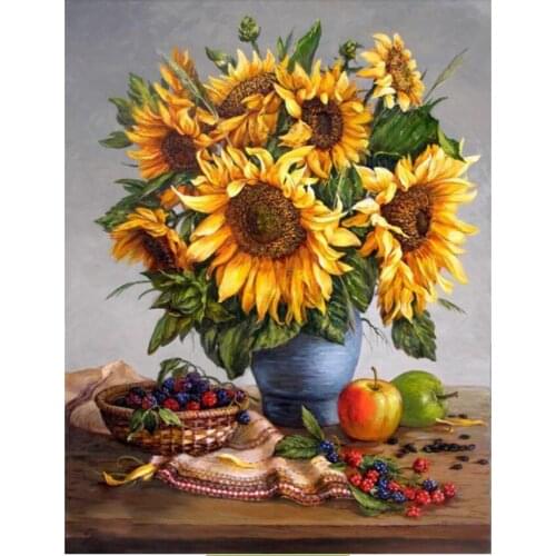 Diy Flowers Diamond Painting Set Sunflowers Vase Mosaic Embroidery Picture Crystal Rhinestone Stickers Decal Wall Art Craft Gift