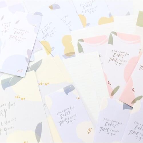 Domikee cute cartoon flower design A4 school student envelope and letter pad set for girl stationery,3 envelopes+6 letter papers
