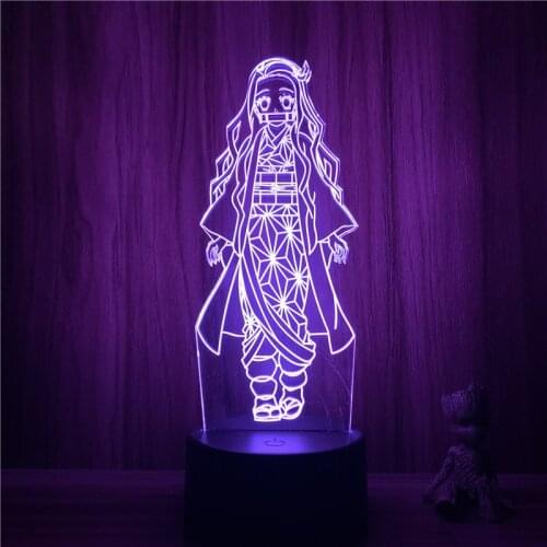 3D Nightlight Anime Kamado Nezuko Lovely Demon Slayer Figure 7 Colors Touch Optical Illusion Table Lamp Gift Room Decor Light