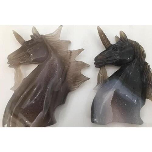 New fashion natural Malagasy mineral agate sculpture ，crystal hole unicorn agate ，twinkle unicorn unicorn
