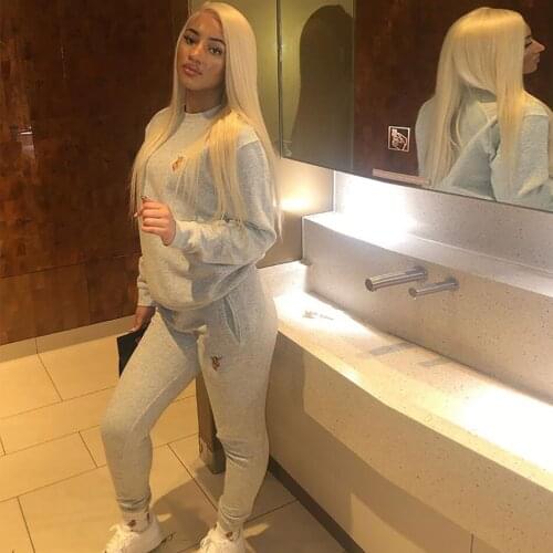 [Shearim] Solid Color Long Sleeve Embroidery Angel Logo Round Neck Fashion Sweater Home Street Trend Suit