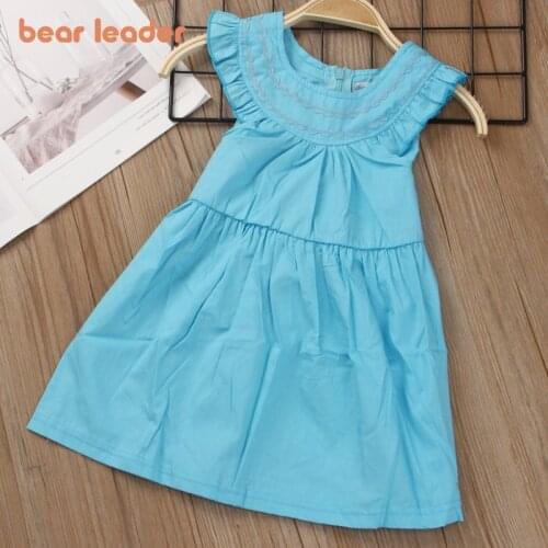 Bear Leader Girls Princess Dress New Summer Girls Bowtie Sashes Dresses Ruffle Sleeveless Vest Dress Kids Sweet Clothing 2-5Y
