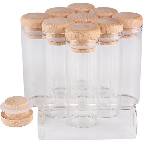24 pieces 40ml 30*80mm Test Tubes with Wooden Caps Glass Jars Glass Vials Wishing Bolttes Wish Bottle for Wedding Crafts Gift