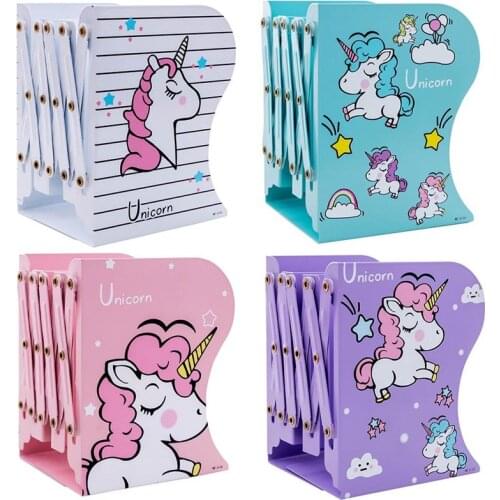 1PCS New Arrived Kawaii Christmas Birthday Party Holiday Gift For Children Cute Unicorn Telescopic Metal Bookshelf 4 Styles