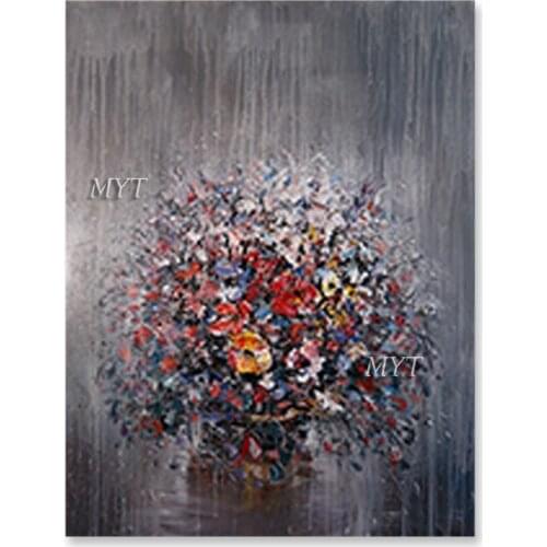 Modern Home Wall Decoration Abstract Heavily Texture Flower Oil Painting Unframed Canvas Wall Art Gallery Artwork For Decoration