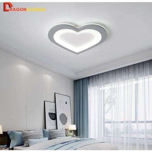 Dragonscence Modern Led ceiling light for bedroom Childs room Girls room Gray and white heart Plexiglass led ceiling lamp