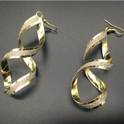 Spiral Geometric Pendant Earrings Scrub Charm Long Hook Earrings Jewelry Hoop gift for Women