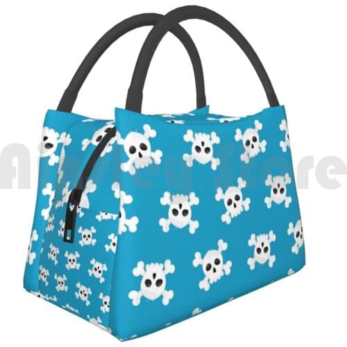 Cooler Lunch Bag Picnic Bag Skulls Skull Skulls Blue Bones Cross Bones