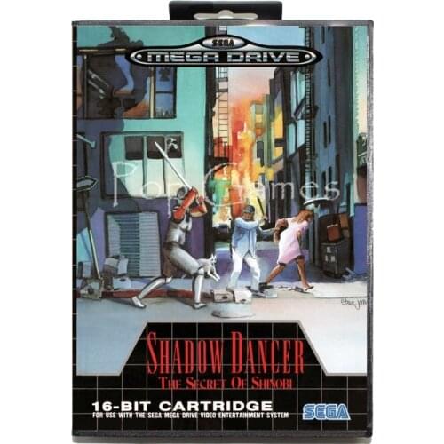 Shadow Dancer the Secret of Shinobi with Box for 16 bit Sega MD Game Card for Mega Drive for Genesis Video Console