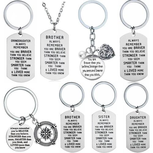 Inspirational Gifts Necklace/Keyring Brother Sister Daughter Son Teen Girls Boys Family Love Chain Necklace Key Chains