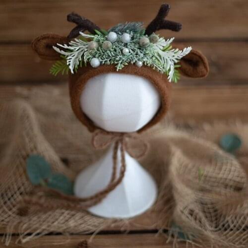 Vintage Deer Hat Baby Wool Felt Animal Hat Newborn Photography Props