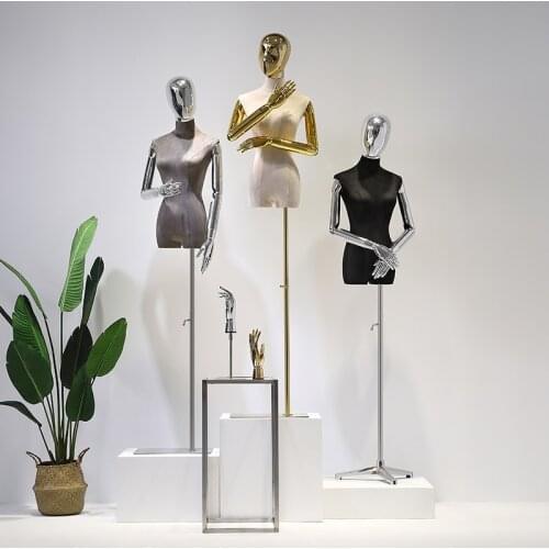 High Grade Suede Mannequin Womens Half Length Model Full Body Fake Human Personality Electroplating Head