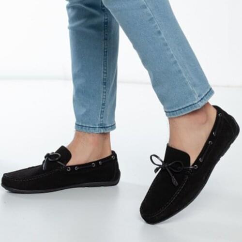 Tezcan Hakiki Deri 12221 Siyah Süet Driver Tipi Şık Davetlerin Vazgeçilmez Ayakkabısı Hava Alabilir Ve İndirimli Fiyat Ucuzluk