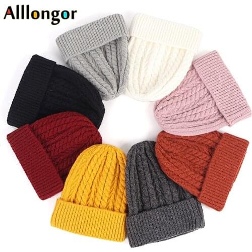 Womens Beanie Hat Autumn 2020 Winter Warm Solid bonnet knitted Twist Black Skullies Beanies Hats For Women skullcap Wholesale