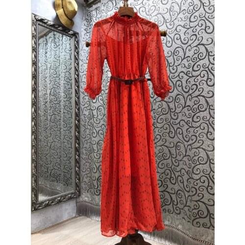 Red Long Dress 2021 Summer Fashion Party Evening Women Chic Print Sexy Wild Leopard Print Belt Deco Elegant Maxi Dress Vestido