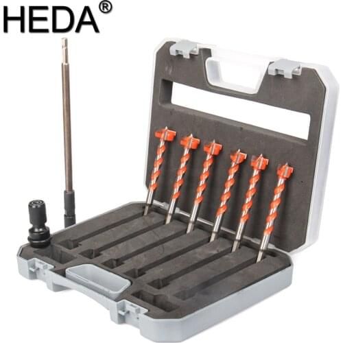 16/18/19/20/22/25mm 9Pcs/Set Hex Shank Woodworking Twist Drill With Extension Rod High Carbon Steel Hole Saw Bit Wood
