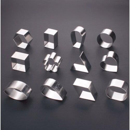 2 inch small stainless steel kitchen cake tool heart shaped round square tiramisu cheese layer DIY cake baking mold 12 models