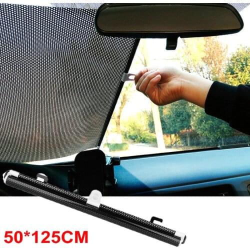 50*125CM Upgarde Retractable Truck Car Front Windshield Sunshade Rear Window Sun Visor UV Protection Curtain Shade Accessories
