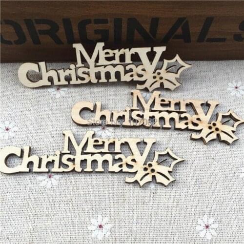60pcs 9.2x2.5cm Letter Merry Christmas Chipboard Confetti Chips Tags Embellishments DIY Christmas Party Scrapbooking Crafts