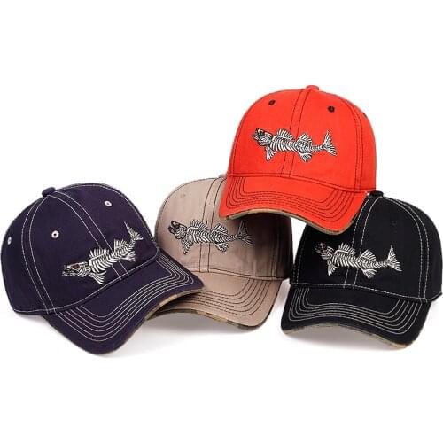 2020 new fish bone embroidery baseball cap fashion unisex wild snapback caps adjustable truck hats cotton casual hats