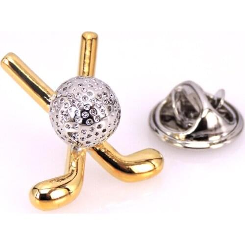 High quality Brooch for men Gold and Silvery Golf lapel pin Successful mens sport brooches accessories jewelry wholesale XZ050