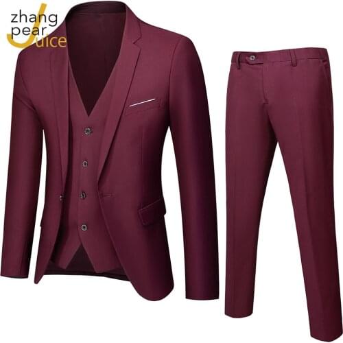 Business Suit Jacket Coat Blazers Trousers Waistcoat Mens Wedding Three Pieces Pants Vest Plus Size Professional Suits
